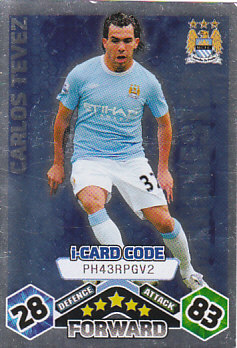 Carlos Tevez Manchester City 2009/10 Topps Match Attax i-Card Code #217